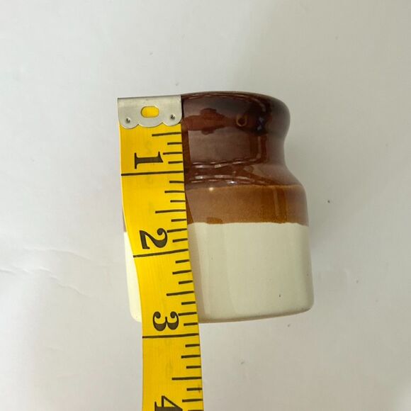 Vintage Brown & White Dipped Christmas Mini Stoneware Crock, 10pc, Farmhouse - Picture 5 of 7